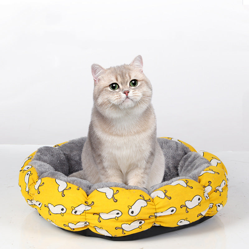 Calming Donut Round Fluffy Pet Bed