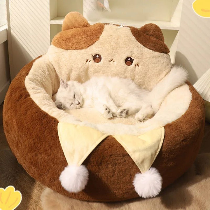 Round Winter Warm Deep Sleep Cushion Soft Pet Bed
