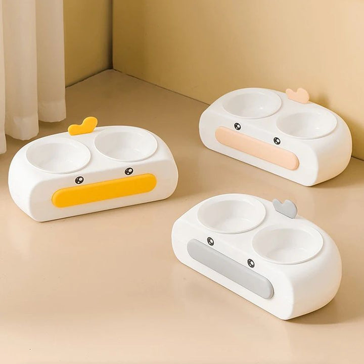 Duck Design Pet Feeding Double Bowl