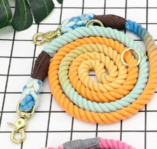 Multi-color cotton pet long leash