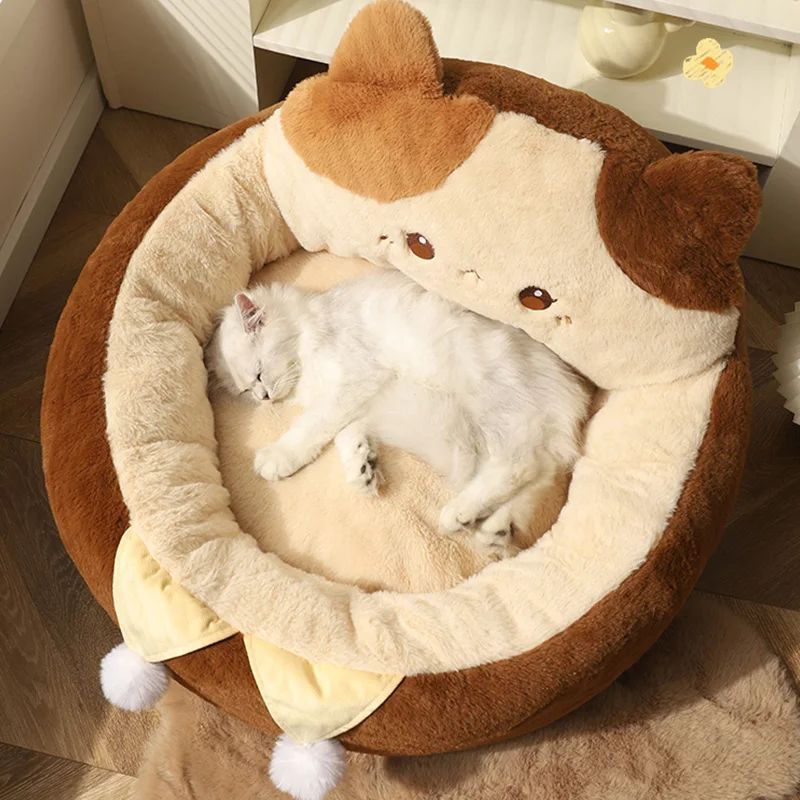 Round Winter Warm Deep Sleep Cushion Soft Pet Bed